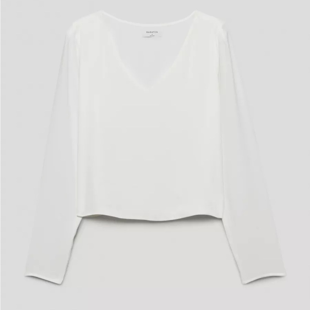 SOLD Aritzia Babaton Murphy Longsleeve Blouse in Espace - Picture 2 of 12